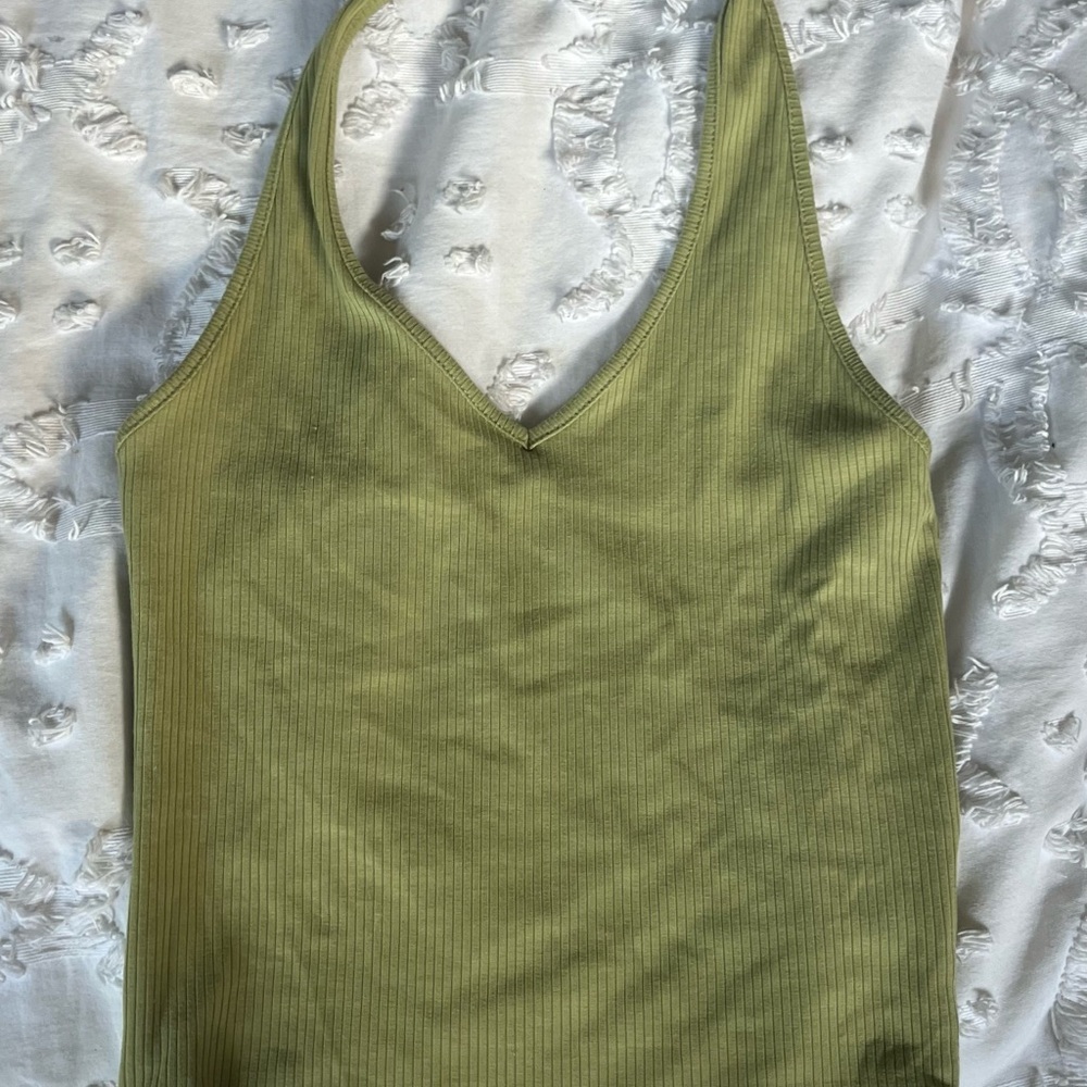 American Eagle Outfitters Sage Green Ribbed Tank Top